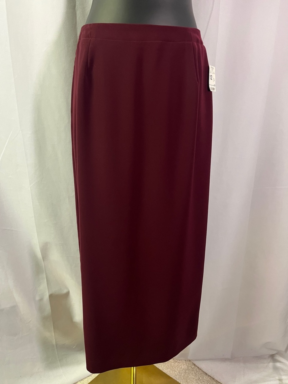 NWT Vintage 90s Liz Baker Maroon Classic Midi Skirt